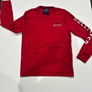 Hollister Men's Vibrant Red Long Sleeve Tee